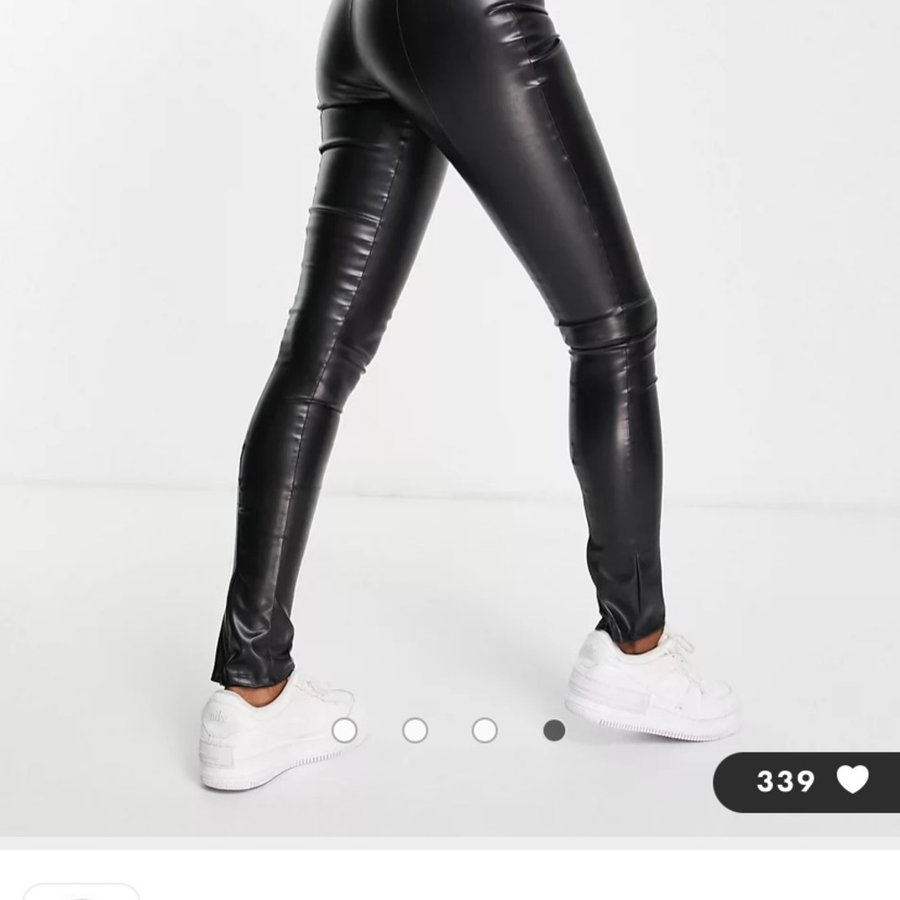 LAST ONE! ASYOU WOMENS ZIP HEM FAUX LEATHER LEGGINGS - Picture 2 of 7